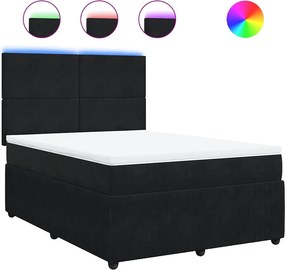 vidaXL Κρεβάτι Boxspring με Στρώμα Μαύρο 140x200 εκ. Βελούδινο