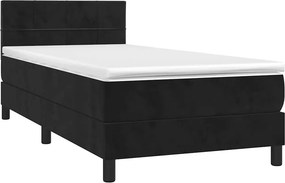 vidaXL Κρεβάτι Boxspring με Στρώμα &amp; LED Μαύρο 100x200 εκ. Βελούδινο
