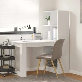 vidaXL Γραφείο με ράφι Λευκό 122 x 67 x 145 εκ. Επεξεργασμένο ξύλο