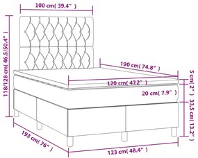 Κρεβάτι Boxspring με Στρώμα Taupe 120x190 εκ. Υφασμάτινο - Μπεζ-Γκρι