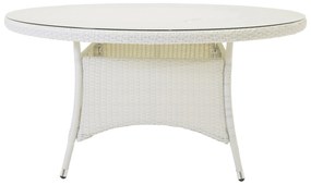 Τραπέζι εξωτερικού χώρου Dallas 667, Επεξεργασμένο γυαλί, 74cm, 48 kg, Άσπρο, Πλαστικό ψάθινο | Epipla1.gr