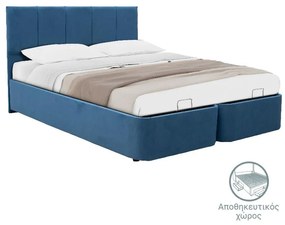 Double Bed Cassian fabric color light blue 150x200cm 202x150x100 εκ.