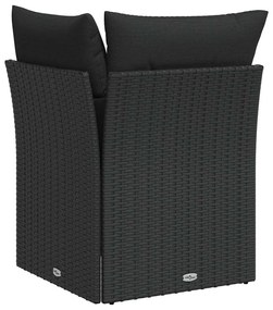 vidaXL Γωνιακός Καναπές Κήπου με Μαξιλάρια από Μαύρο Συνθετικό Ρατάν