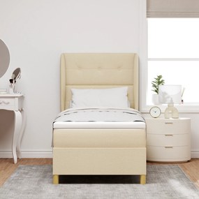 vidaXL Κρεβάτι Box Spring με Στρώμα - Κρεμ, 100x200 εκ, Ύφασμα