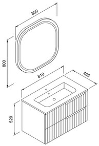 Σετ Έπιπλο Μπάνιου ENZA 80 Λευκό 81x46.5x145 εκ.