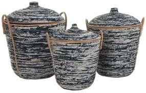 Σετ Καλαθιών DKD Home Decor Λευκό Μαύρο Φυσικό