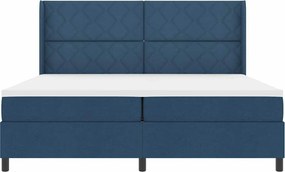 vidaXL Κρεβάτι με ελατήρια με στρώμα Μπλε 200 x 200 cm ύφασμα