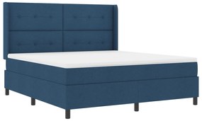 vidaXL Κρεβάτι Box Spring με Στρώμα Μπλε 180x200 εκ. Υφάσματος