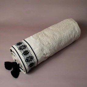 Πετσέτα Θαλάσσης (80x160) White Fabric Jessie Beige