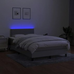 vidaXL Κρεβάτι Boxspring με Στρώμα & LED Αν.Γκρι 120x190εκ. Υφασμάτινο