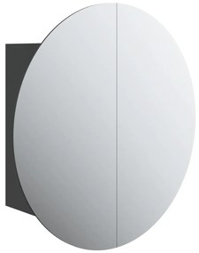 vidaXL Ντουλάπι Μπάνιου με Στρογγυλό Καθρέφτη&amp;LED Μαύρο 40x40x17,5 εκ.