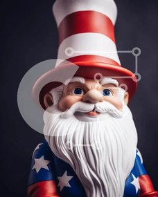 Intra Συλλεκτικό Ξύλινο Παζλ Plywood  4mm - Άγαλμα Άγιου Βασίλη με καπέλο αμερικανικής σημαίας Σε Ξύλινο Κουτί - Διαστάσεις: 10x10 cm – 25 κομμάτια