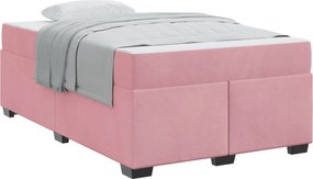 vidaXL Σκελετός Κρεβατιού με στρώμα Ροζ 120 x 190 cm ύφασμα