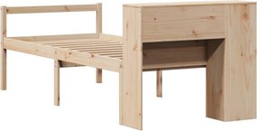 vidaXL Κρεβάτι Βιβλιοθήκη Χωρίς Στρώμα 75x190 εκ Μασίφ Ξύλο Πεύκο
