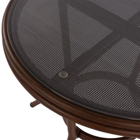 Τραπέζι MOSES Αλουμινίου Bamboo look Καφέ με Γυαλί Φ70x76Υ εκ. 70x70x76 εκ.