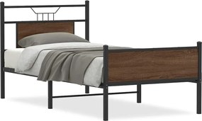 vidaXL Πλαίσιο Κρεβ. Χωρ. Στρώμα Καφέ Δρυς 90 x 190 εκ. Επεξ. Ξύλο