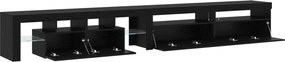 vidaXL Ντουλάπι TV με LED 3 pcs Μαύρη Οξυά 290 x 36,5 x 40 εκ