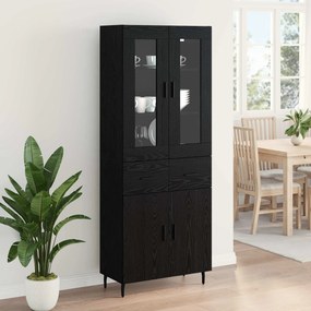 vidaXL Highboard με συρτάρι 2 pcs Μαύρη Οξυά Επεξεργασμένο ξύλο