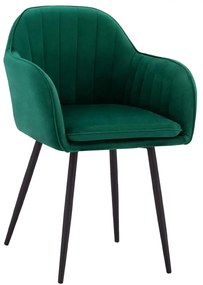 Armchair Shara in cypress green velvet &amp; black metallic frame  58x60x85 cm