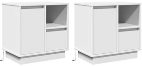 vidaXL Κομοδίνο με 2 pcs Λευκό 50 x 34.5 x 50 εκ. Επεξεργασμένο ξύλο