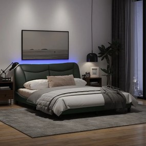 Πλαίσιο Κρεβατιού με LED Σκούρο Γκρι 160x200 εκ. Υφασμάτινο - Γκρι