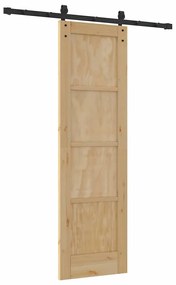 vidaXL Συρόμενη Πόρτα Φυσικό και μαύρο 61 x 198.5 εκ.
