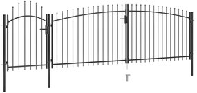vidaXL Καγκελόπορτα με Λόγχες Μαύρη 5 x 2 μ.