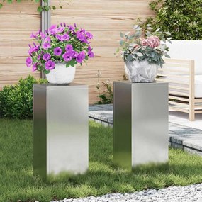 vidaXL Πυλώνας Υπαίθριων Γλαστρών , 2 τεμάχια, 24 x 24 x 55 εκ, Γαλβανισμένο Ατσάλι.