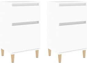 vidaXL Κομοδίνα 2 τεμ. Λευκά 40 x 35 x 70 εκ.