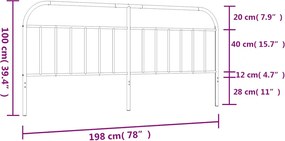 vidaXL Ανταλλακτικό κεφαλάρι Λευκό 193 εκ. Μεταλλικό