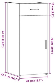 Ντουλάπι Γκρι Σκυροδέματος 40x42,5x93 εκ. Επεξεργασμένο Ξύλο - Γκρι