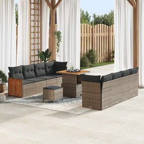 vidaXL Σετ Καναπέ Κήπου 11 pcs Γκρι, Σκούρο γκρι 80 x 80 x 71 cm