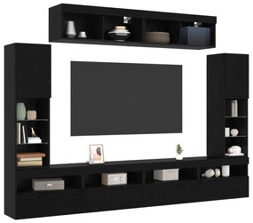 vidaXL Σετ 8 Μονάδων Τηλεόρασης με LED Μαύρη Δρυς Επεξεργασμένο Ξύλο