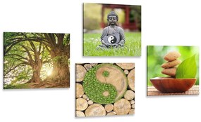 Σετ εικόνων Φενγκ Σούι σε πράσινο σχέδιο - 4x 60x60