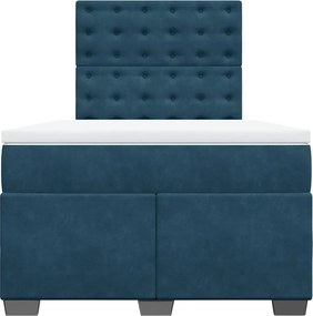 vidaXL Κρεβάτι Boxspring με Στρώμα Μπλε 120x200 εκ. Βελούδινο