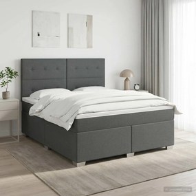 vidaXL Κρεβάτι box spring με στρώμα Σκούρο Γκρι 140 x 190 cm Ύφασμα