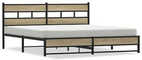 vidaXL Σκελετός Κρεβ. Χωρίς Στρώμα Sonoma Δρυς 180x200 εκ. Μεταλλικό