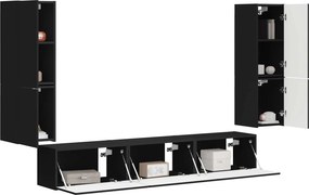 vidaXL Σετ επίπλου τηλεόρασης 4 pcs Μαύρο Επεξεργασμένο Ξύλο