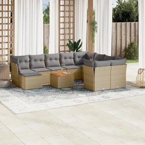 vidaXL Patio Sofa Set 10-θέσια Μίξη μπεζ και ανοιχτό γκρι