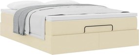 vidaXL Οθωμανικό κρεβάτι με στρώμα Cream 140x200cm ύφασμα