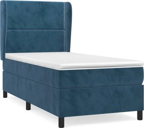 vidaXL Κρεβάτι Boxspring με Στρώμα Σκούρο Μπλε 80 x 200 εκ. Βελούδινο
