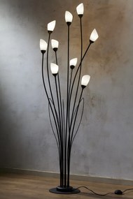 Επιδαπέδιο Φωτιστικό Gloriosa Φ53cm Μαύρο με Οπαλ Γυαλί