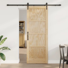 vidaXL Συρόμενη Πόρτα με Σετ Εξαρτημάτων 78x211 εκ. Στερεό Ξύλο Πεύκου