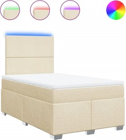 vidaXL Κρεβάτι Boxspring με Στρώμα Κρεμ 120x200 εκ. Υφασμάτινο