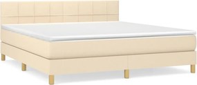 vidaXL Κρεβάτι Boxspring με Στρώμα Κρεμ 180x200 εκ. Υφασμάτινο