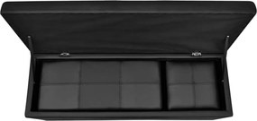 Ταμπουρέ &amp; υποπόδιο Συνθετικό δέρμα Μαύρο 3 τμχ