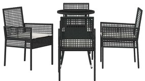 vidaXL Σέτ φαγητού για κήπο 5 pcs Μαύρο Πολυ ράταν