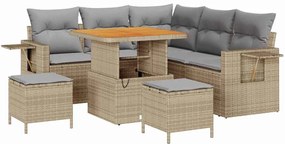 vidaXL Σετ Καναπέ Κήπου με μαξιλάρι 8 pcs Μπεζ συνθετικό ρατάν