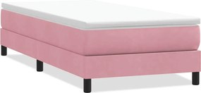 vidaXL Κρεβάτι Boxspring χωρίς Στρώμα Ροζ 90x220 εκ. Βελούδινο