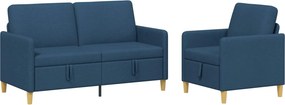 vidaXL Σαλονάκι Σετ Με Αποθηκευτικό Χώρο 2 pcs Μπλε Πολυεστέρας
